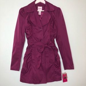 NWT Candie’s for Kohl’s ruched berry trench coat